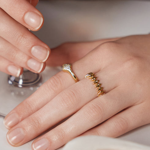 Gold Half Pavé Sparkle Ring